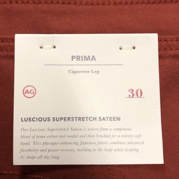 AG Adriano Goldschmied Prima Jeans Mid Rise Cigarette Leg Dark Hibiscus NWT 30 - Picture 7 of 9